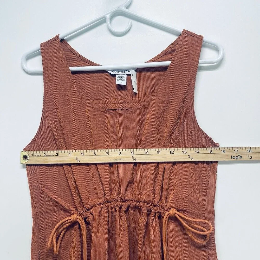 Athleta Midi Dress Sz S Womens Brown Echo Copper Sleeveless Casual Breathable - Picture 6 of 9
